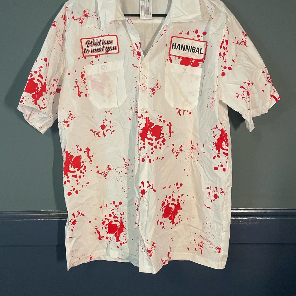 White and Red Men's Shirt Halloween Costume
